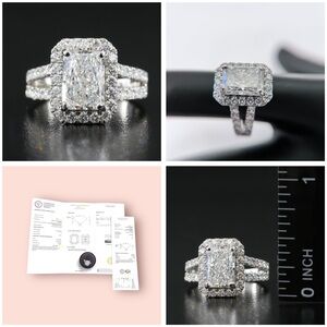 STUNNING PLATINUM 3.25 CTW F / VVS2 CVD LAB GROWN DIAMOND RING W/ IGI REPORT